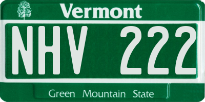 VT license plate NHV222
