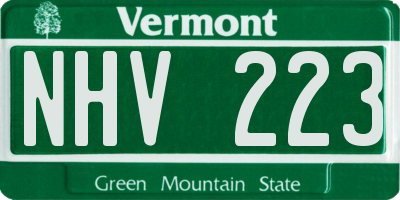 VT license plate NHV223