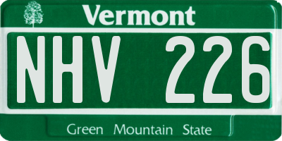 VT license plate NHV226
