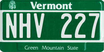 VT license plate NHV227