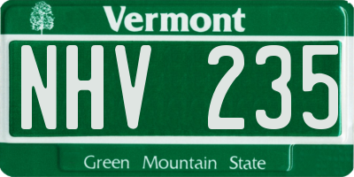 VT license plate NHV235