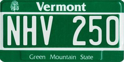VT license plate NHV250