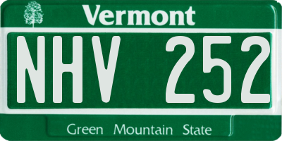 VT license plate NHV252