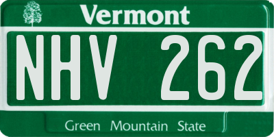 VT license plate NHV262