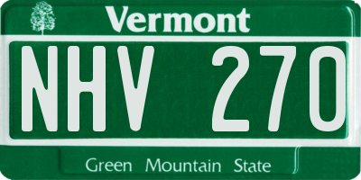 VT license plate NHV270