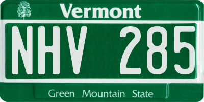 VT license plate NHV285