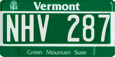 VT license plate NHV287
