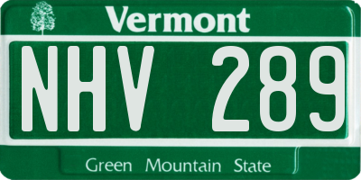 VT license plate NHV289