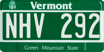 VT license plate NHV292
