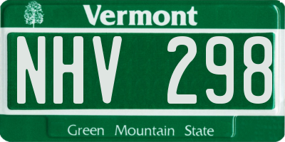 VT license plate NHV298