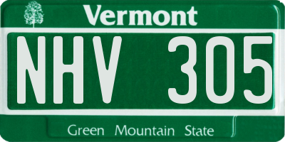 VT license plate NHV305