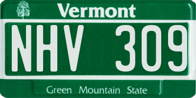 VT license plate NHV309