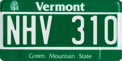 VT license plate NHV310