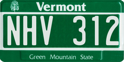 VT license plate NHV312