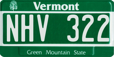 VT license plate NHV322