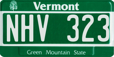 VT license plate NHV323