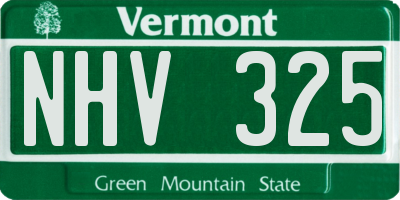 VT license plate NHV325