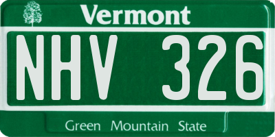 VT license plate NHV326