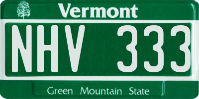 VT license plate NHV333