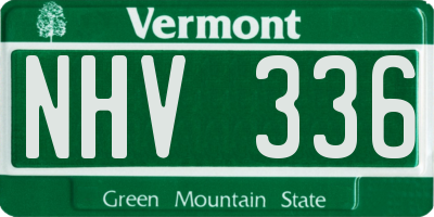 VT license plate NHV336