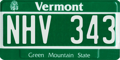 VT license plate NHV343