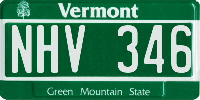 VT license plate NHV346