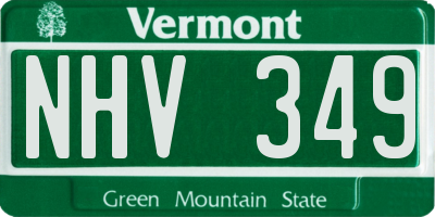 VT license plate NHV349