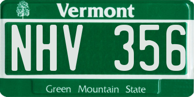 VT license plate NHV356