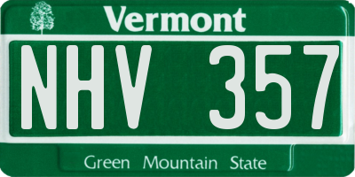 VT license plate NHV357