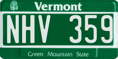 VT license plate NHV359