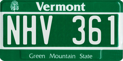 VT license plate NHV361