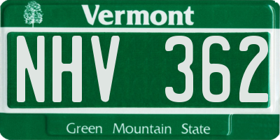 VT license plate NHV362