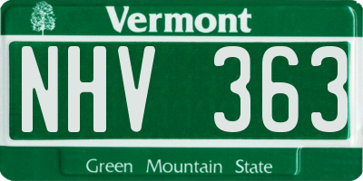 VT license plate NHV363