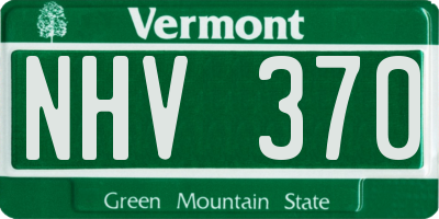 VT license plate NHV370