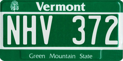 VT license plate NHV372