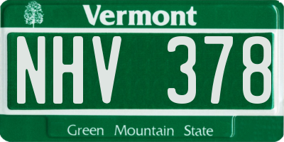 VT license plate NHV378