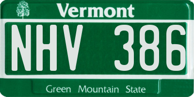 VT license plate NHV386