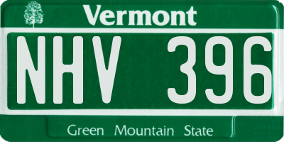 VT license plate NHV396