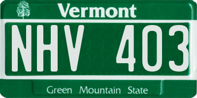 VT license plate NHV403