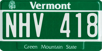 VT license plate NHV418