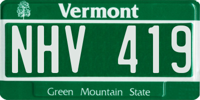 VT license plate NHV419