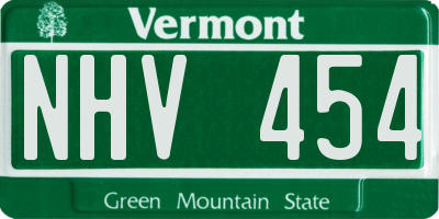 VT license plate NHV454