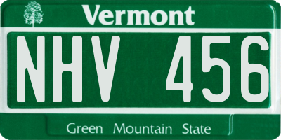 VT license plate NHV456