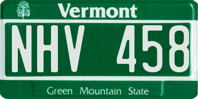 VT license plate NHV458