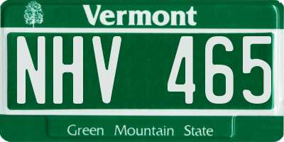 VT license plate NHV465
