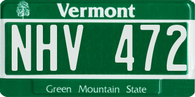 VT license plate NHV472