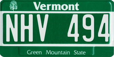 VT license plate NHV494