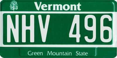 VT license plate NHV496