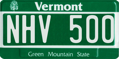 VT license plate NHV500