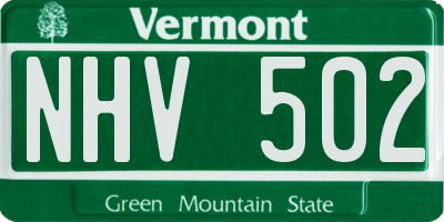 VT license plate NHV502